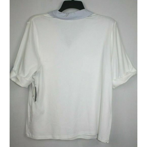 Karen Scott Plus Women's Collared Split Neck Short Sleeve Top Size 0X White - Picture 3 of 4